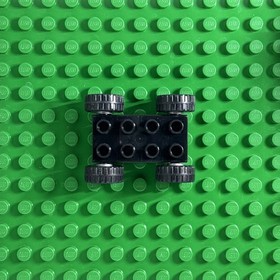 Lego Duplo Car Base 2X4 Fixed Axles Black Tires and Silver wheels