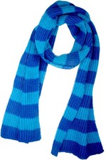 Fall Winter Ultra Soft Knit Striped Scarf for Women Men Boys Girls Blue