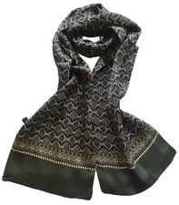 Men Long Scarf 100 Silk Leaf Business Shirt Tie Red Brown Green Double Layer