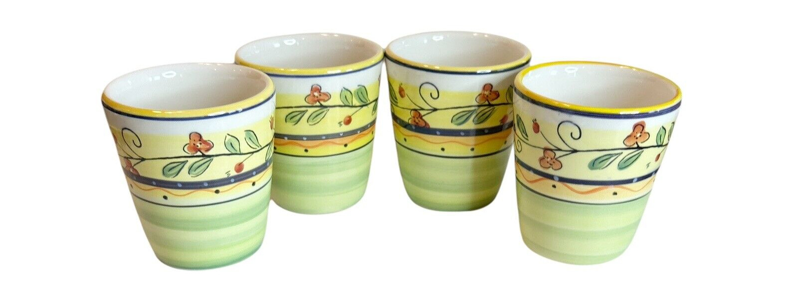 Set Of 4 Philippe Richard Italia Pattern Coffee Tea Cups Retired EUC Colorful