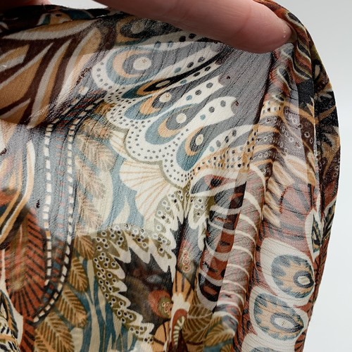 Dressbarn Brown Peacock Blouse Top Short Sleeve Golden Trim Womens Size XL - Picture 16 of 16