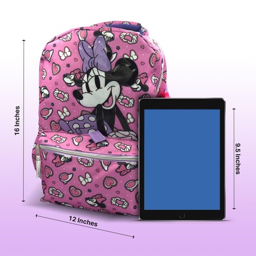 Mochila escolar Minnie Mouse para niños con bolsa de almuerzo 16" niñas-6 piezas - Imagen 5 de 6