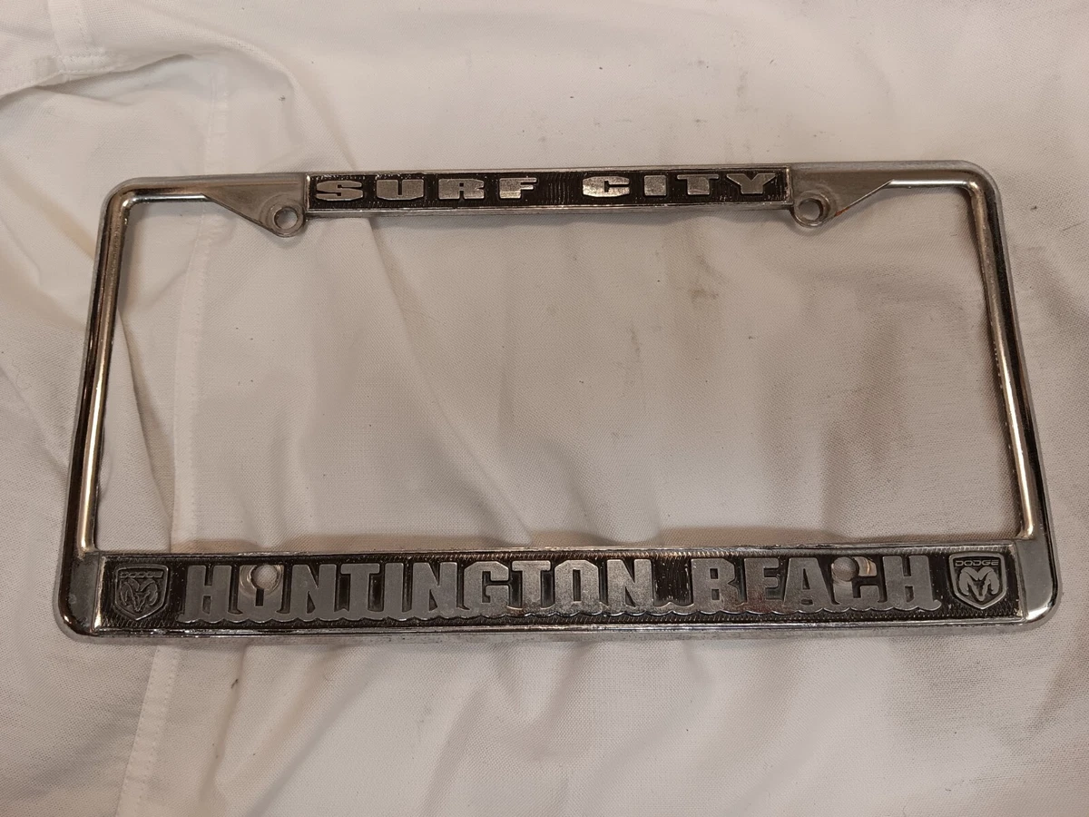 License Plate Frame, HB Surf City, Brass - Surf City Store