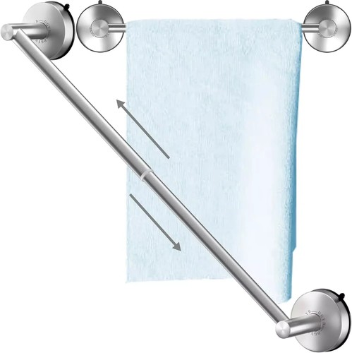 DGYB Adjustable Suction Cup Towel Bar for Bathroom 14 Inch ~ 27 Inch Brushed