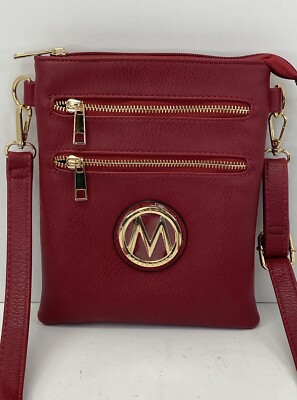 Mia K Farrow Collection MFK Red Vegan Leather Crossbody Purse w