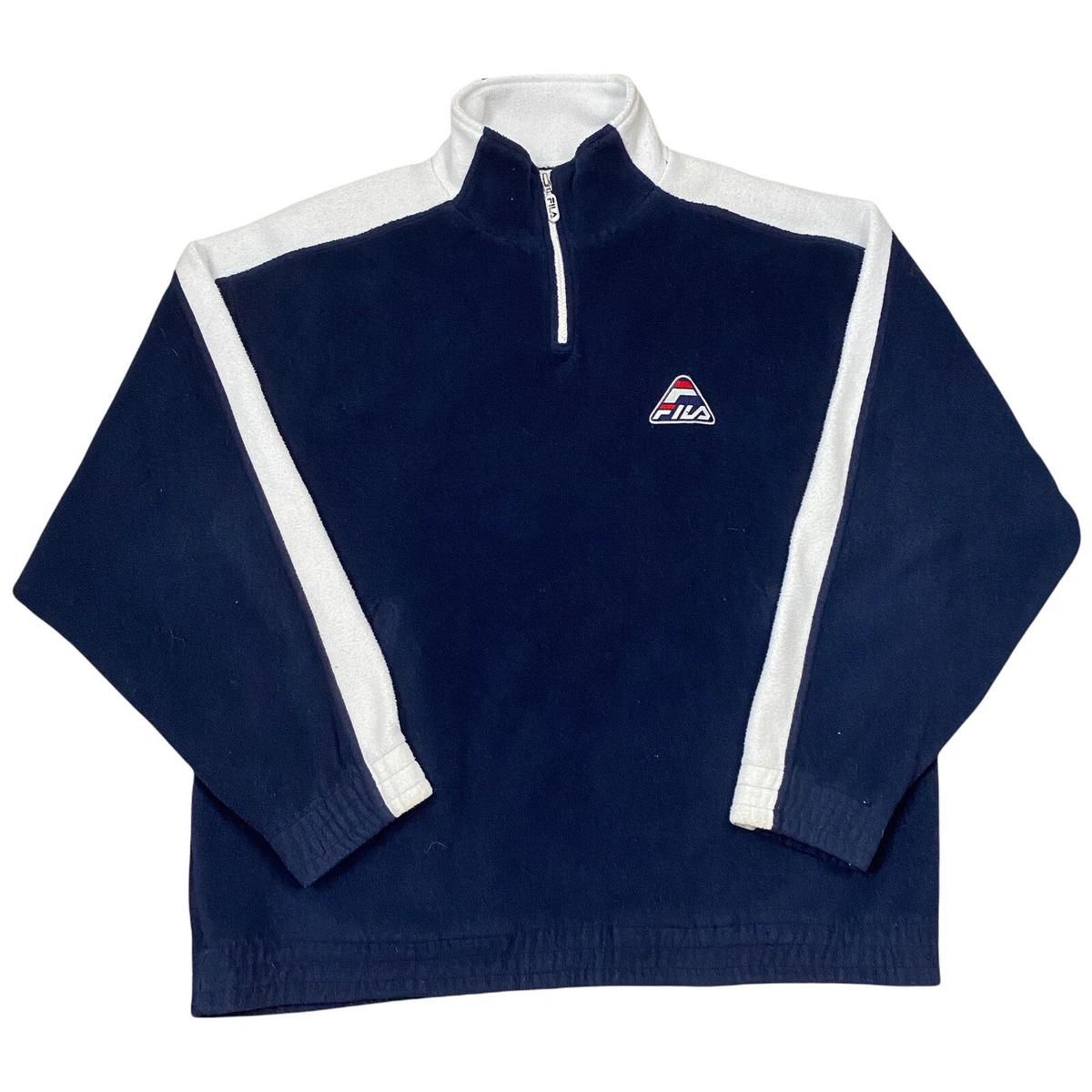 Vintage Fila Quarter Zip Fleece Jacket Mens Large Blue Polyester 90s Made In USA