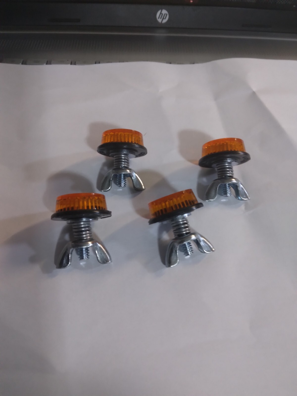 License Plate Tag Bolts yellow Reflectors Motorcycle Harley Trailer Car