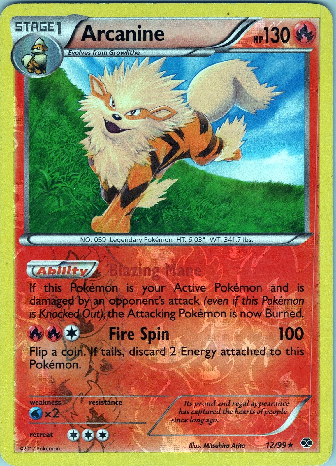 Arcanine 12/99 - Pokemon TCG B&W: Next Destinies - Reverse Holo Rare (LP)