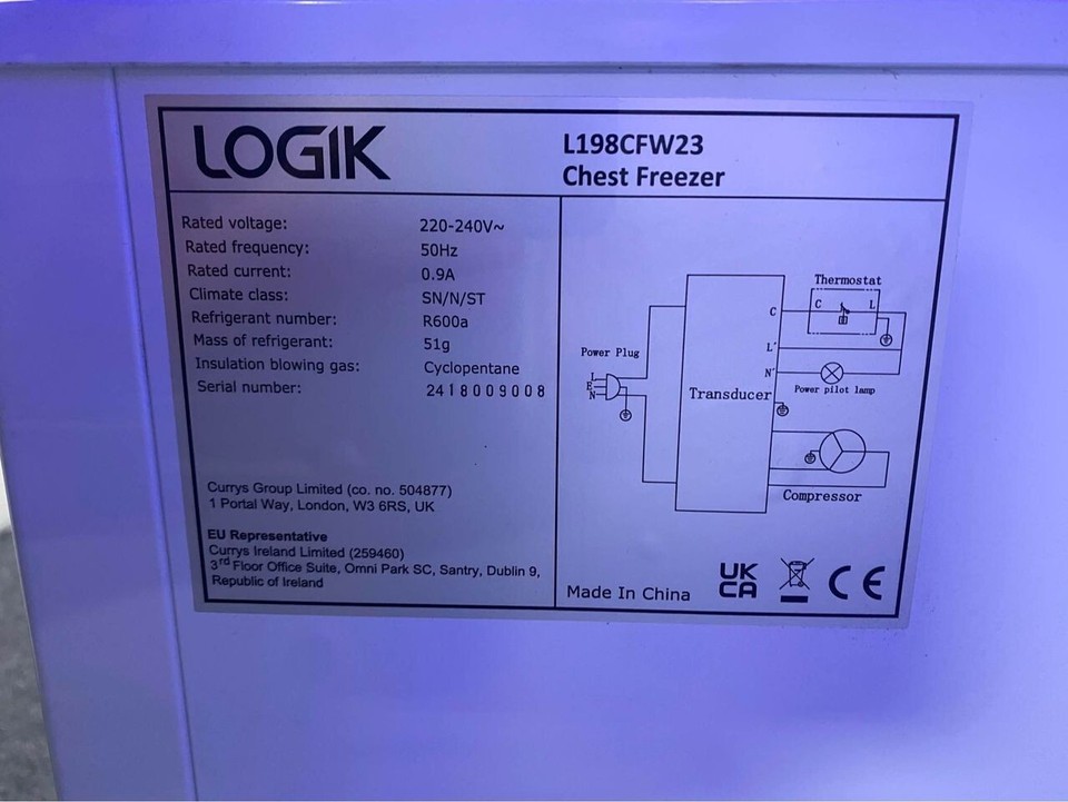 LOGIK L198CFW23 Chest Freezer White eBay