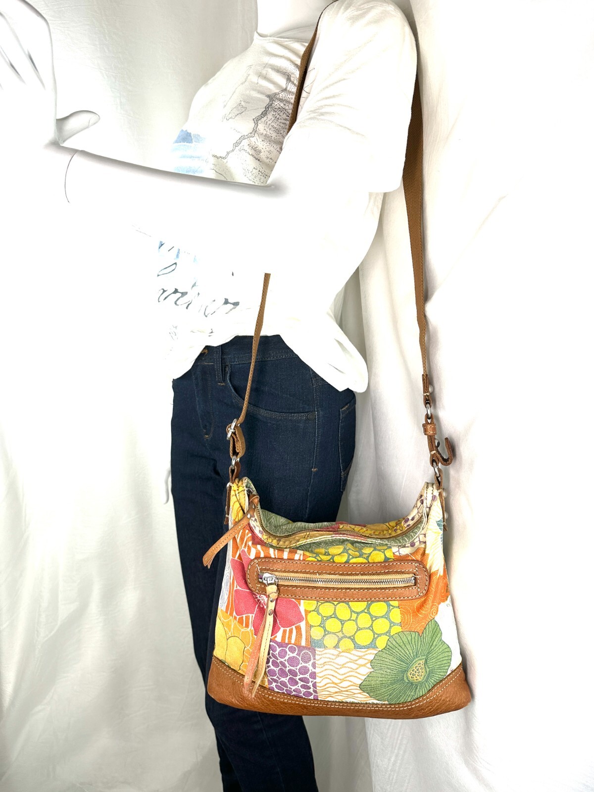 Fossil Multicolor Patchwork Print Canvas Medium C… - image 2