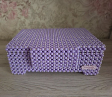 Schmuckschatulle mit 2 Ebenen aus Hochwertigen Acrylperlen Flieder Handgefertigt