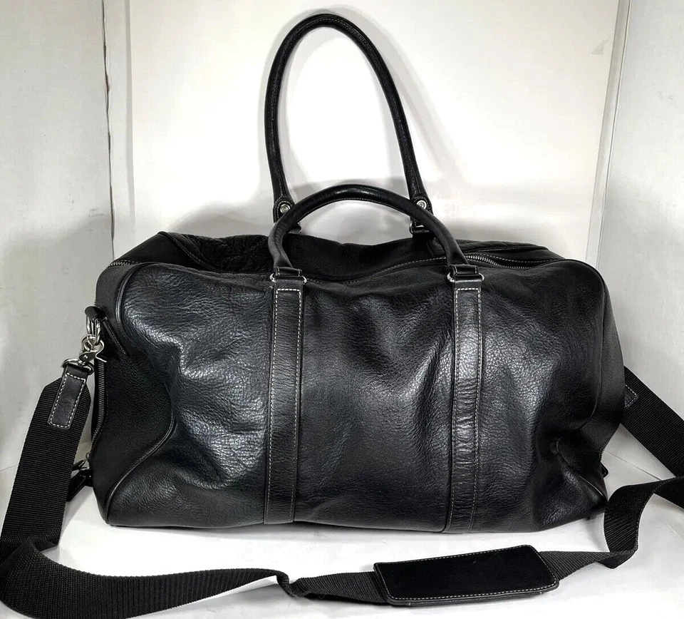 Mila Paoli 黑色皮革旅行行李袋(带拉链缺陷) — 第 2/4 张图片