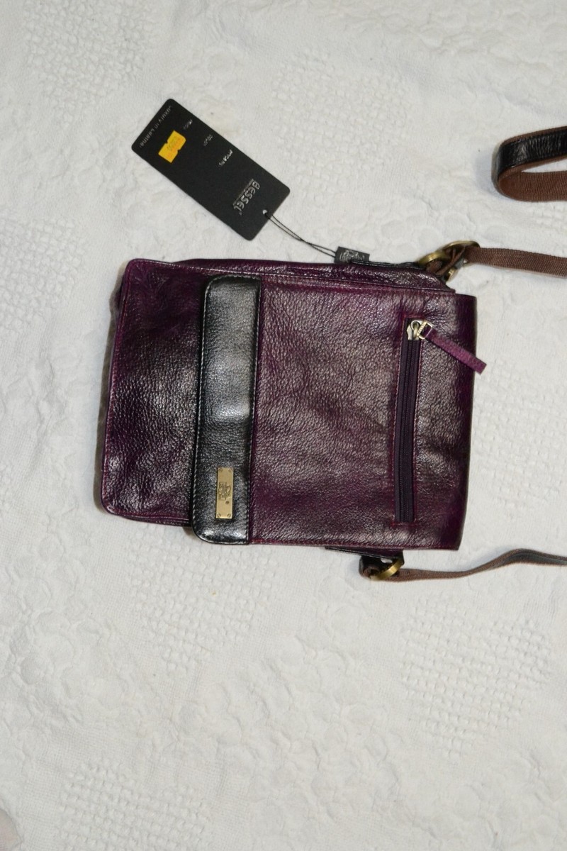 Bessel Plum Leather Crossbody Sling Bag NWT