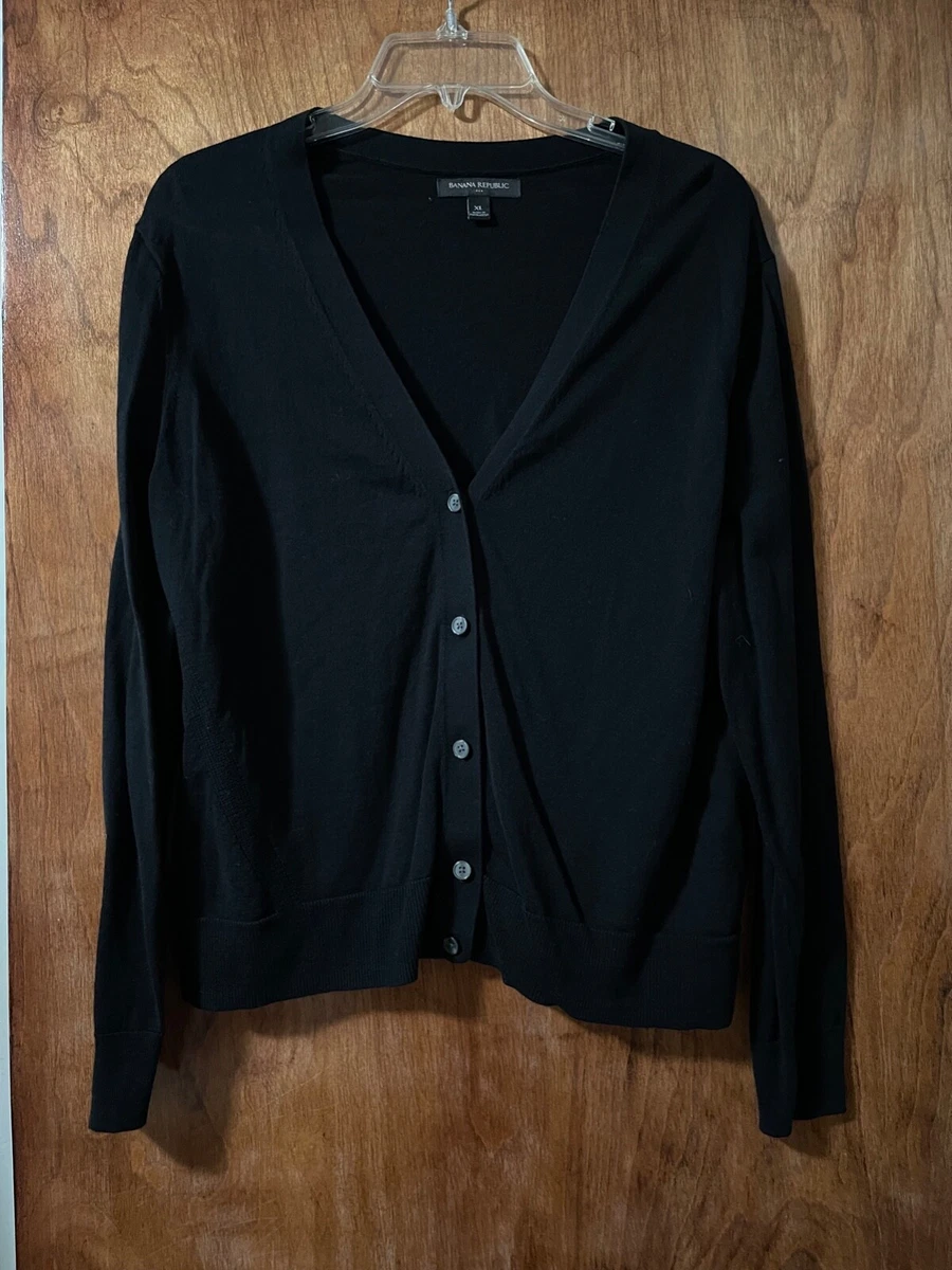 Banana Republic V Neck Cardigan Sweater sz XL Black