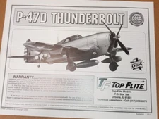 Hobbico Top Flite P-47D Thunderbolt 60  Scale Manual Instruction Book P476P03