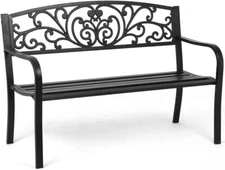Garden Bench Outdoor Bench Patio Bench for Outdoors Metal Porch Entryway Steel