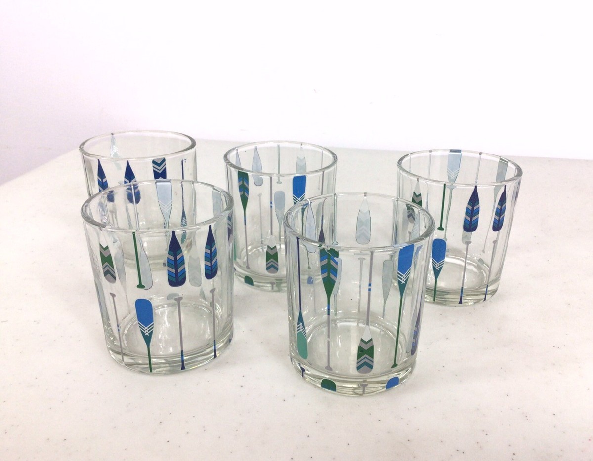 Nautical Drinking Glasses Boat Oars Set of