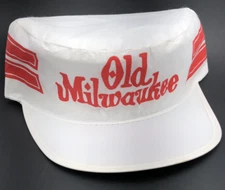 Vintage Old Milwaukee Hat Cap Painters Side Stripes USA Paper Trucker Beer NOS