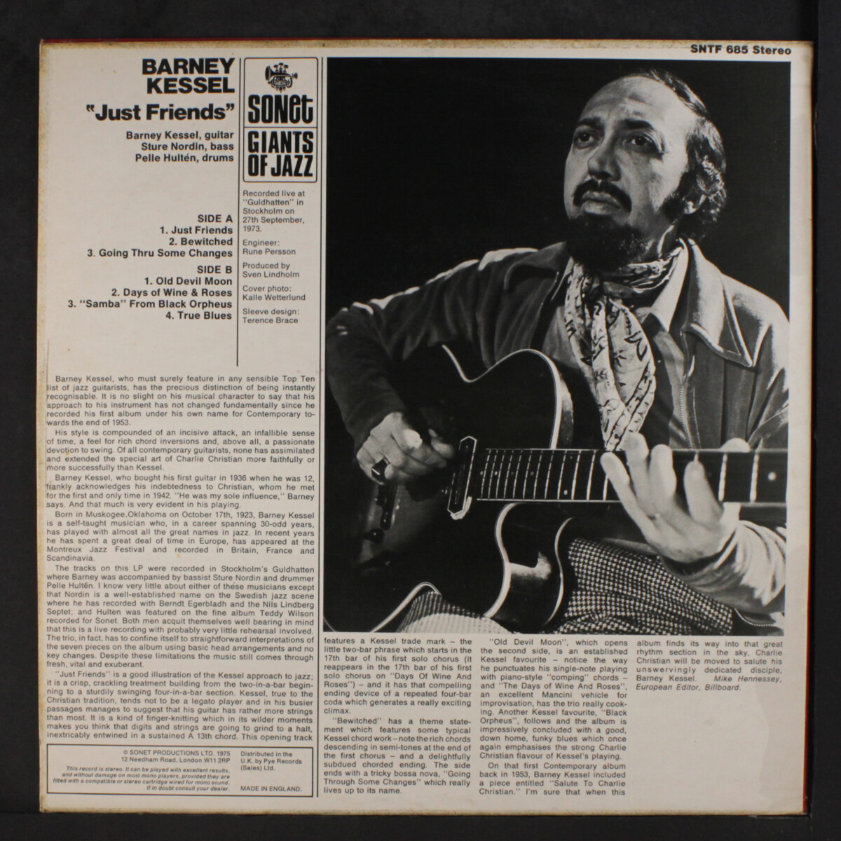 洋楽 BARNEY KESSEL / Just Friends SONET DAYS BARNEY KESSEL: just friends SONET 12
