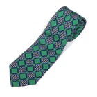 TURNBULL & ASSER Dazzling Diamond Navy Blue Green Checker Men's Silk Neck Tie