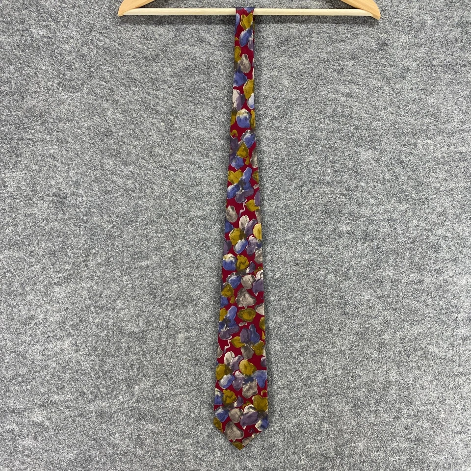 Corbata Surrey Rojo Azul Seda Floral Italia Clásica Foto 2 de 4