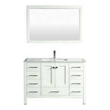 42 Inch Solid Wood White Bathroom Vanity Cabinet Carrara Marble Counter Top For Sale Online Ebay