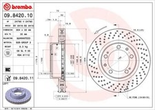2x BREMBO 09.8420.11 Bremsscheibe für PORSCHE