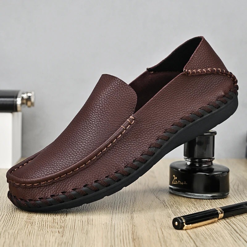 Zapatos informales de cuero genuino mocasines para hombre calzado hueco mocasines planos
