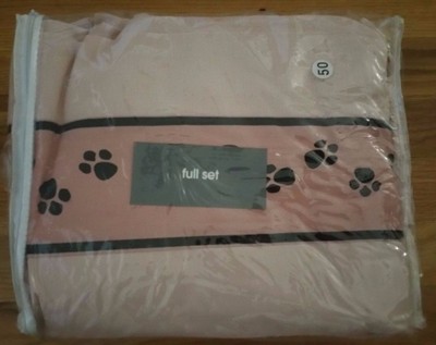 Full Pink 4T Full Sheet Set Dog Cat Paw Print Pink White Black (NEW)