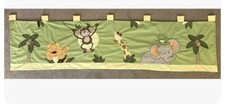 Kids Nursery Window Valance Jungle Animals Giraffe Monkey Tiger Yellow Green 60"