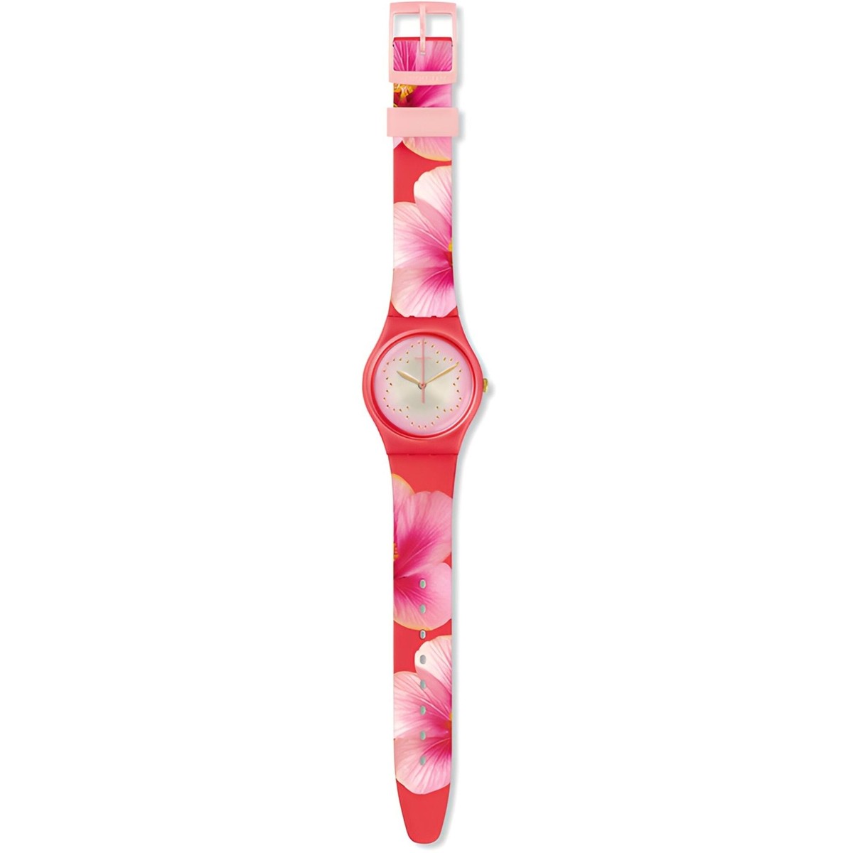 Swatch Women's Watch Fiore Di Maggio Quartz Pink Silicone Strap