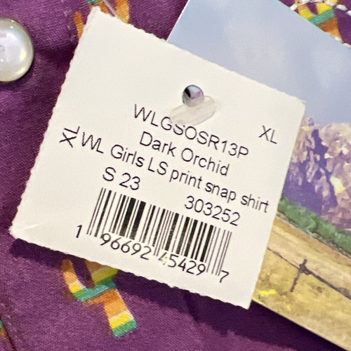 Panhandle girls XL Western shirt pearl snap Dark Orchid cactus print cowgirl NWT - Picture 7 of 15