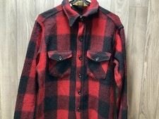 Woolrich Mens Vintage Red Buffalo Plaid Wool Shirt Jacket Large