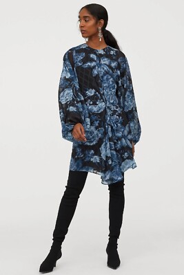 H&M Conscious EXCLUSIVE Jacquard Draped Balloon Dress Sz 6 | eBay