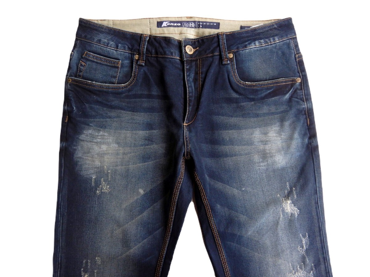 Kenzo Paris Men's Designer Cotton Blue Denim Jeans - Size 36 Leg 34 View 4