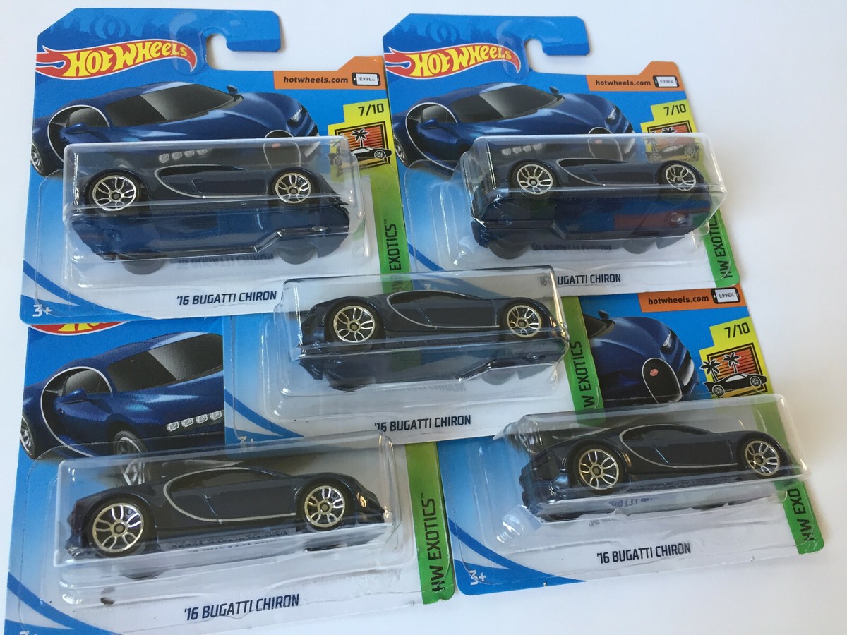 5x Hot Wheels '16 Bugatti Chiron Blue 2019 HW Exotics 7/10 Lot New
