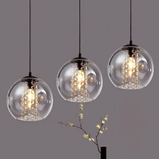 3-Light Ceiling Pendant Light Glass Ball Lamp Shade Hanging Light Chandelier new