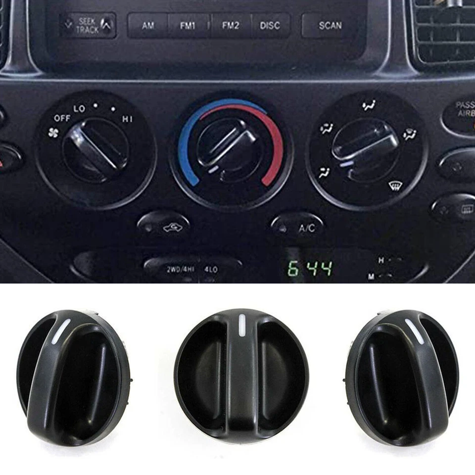 Juego de 3 perillas de control diales calentador aire acondicionado ajuste para camioneta Toyota Tundra 2000-06 Foto 4 de 4