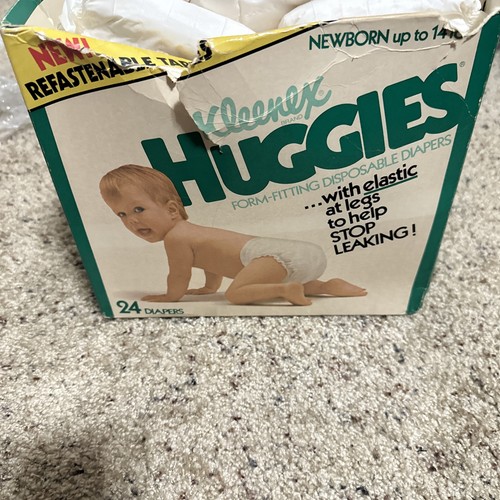 Kleenex Huggies Diapers White Vintage Newborn Up To 14 Pounds 