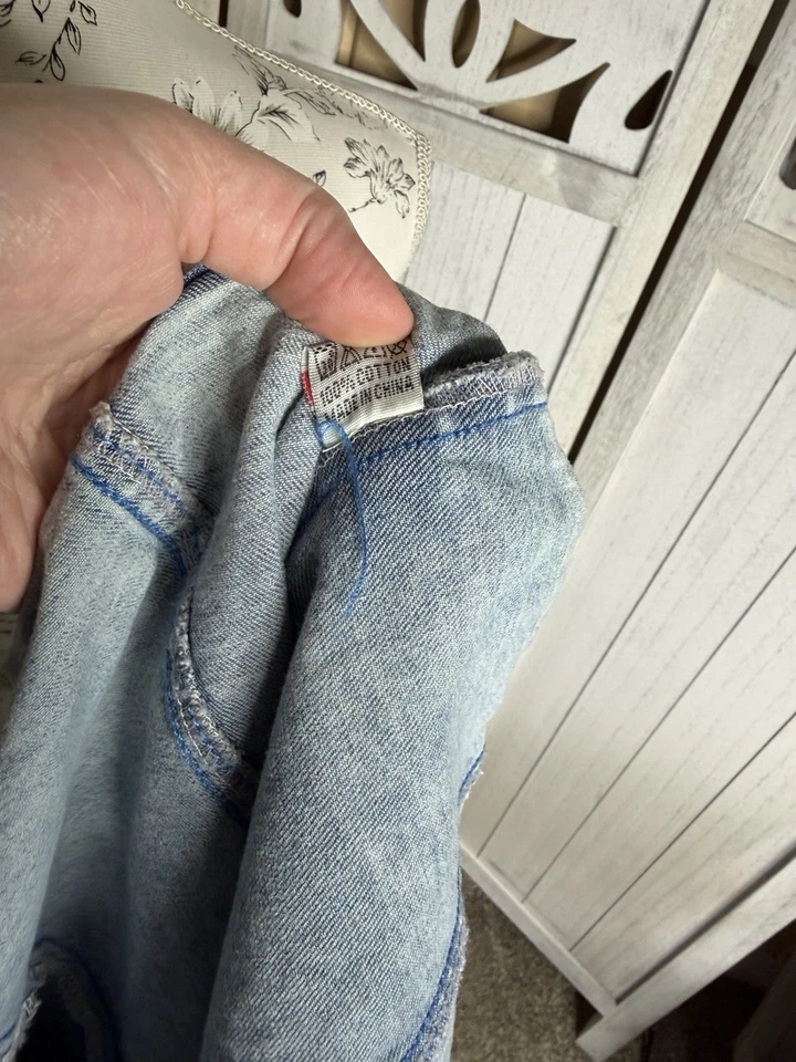 Light Wash Denim Bodycon Mini Dress Front Zip Slit Y2K Acid Wash Size Small - Image 4 of 4