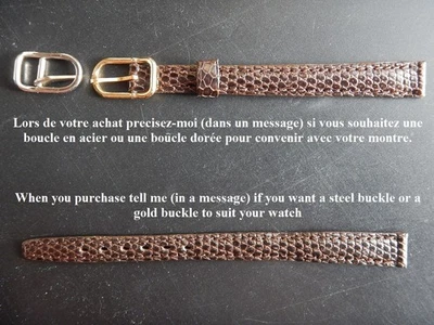 10 mm TRES BELLE QUALITÉ BRACELET XL LONG EN LEZARD VERITABLE MARRON FONCÉ - Photo 1/4