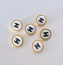 CHANEL vintage logo buttons white gold 15mm set of 6