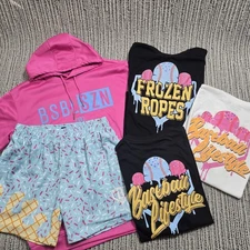 LOT of 5 - Baseball Lifestyle 101 Apparel - Hoodie Shirts Shorts S/M Ice Cream