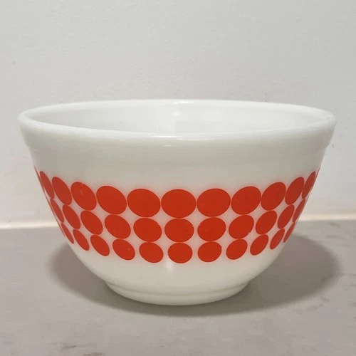 Pyrex Orange Dot Mixing Bowl 401 Vintage 1.5 Pt Nesting Milk Glass Retro MCM USA
