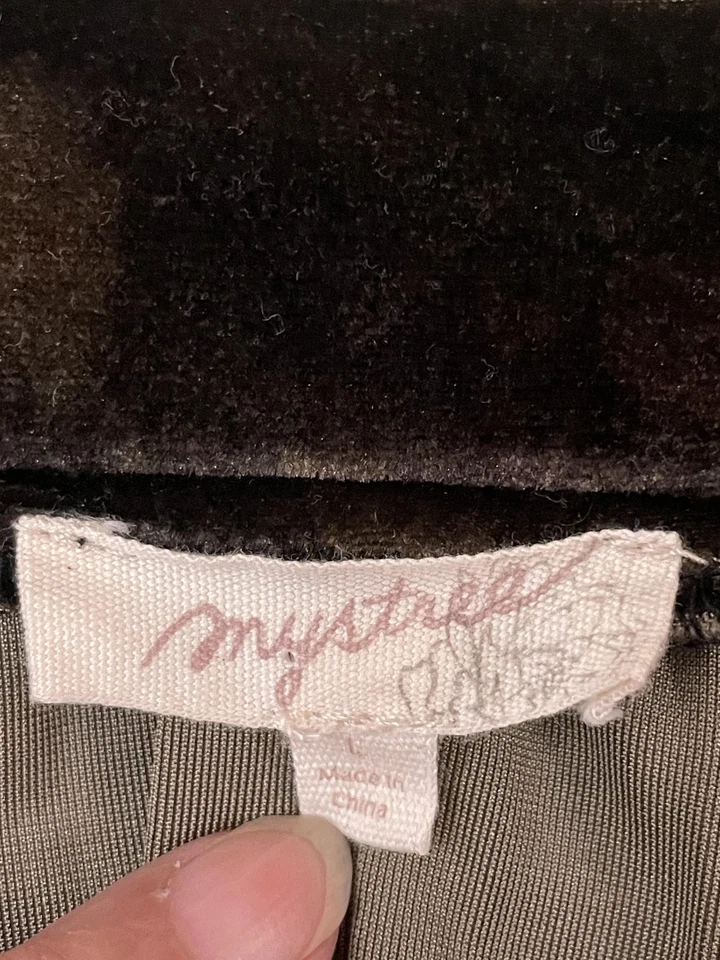 Mystree Skirt Womens Large Black Brown Velvet Pleated Floral Peacock Whimsygoth - Image 3 of 4