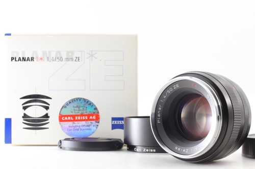 ▶️【Unused In Box hood】 Carl Zeiss Planar T* 50mm F1.4 ZE MF for Canon EF JAPAN - Picture 2 of 9