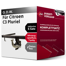 Für C3 Pluriel Typ HB (G.D.W.) Anhängerkupplung abnehmbar + E-Satz 7pol neu