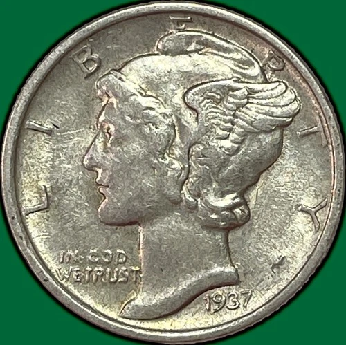 1937-D Mercury Dime Choice Almost Uncirculated AU Coin #36880