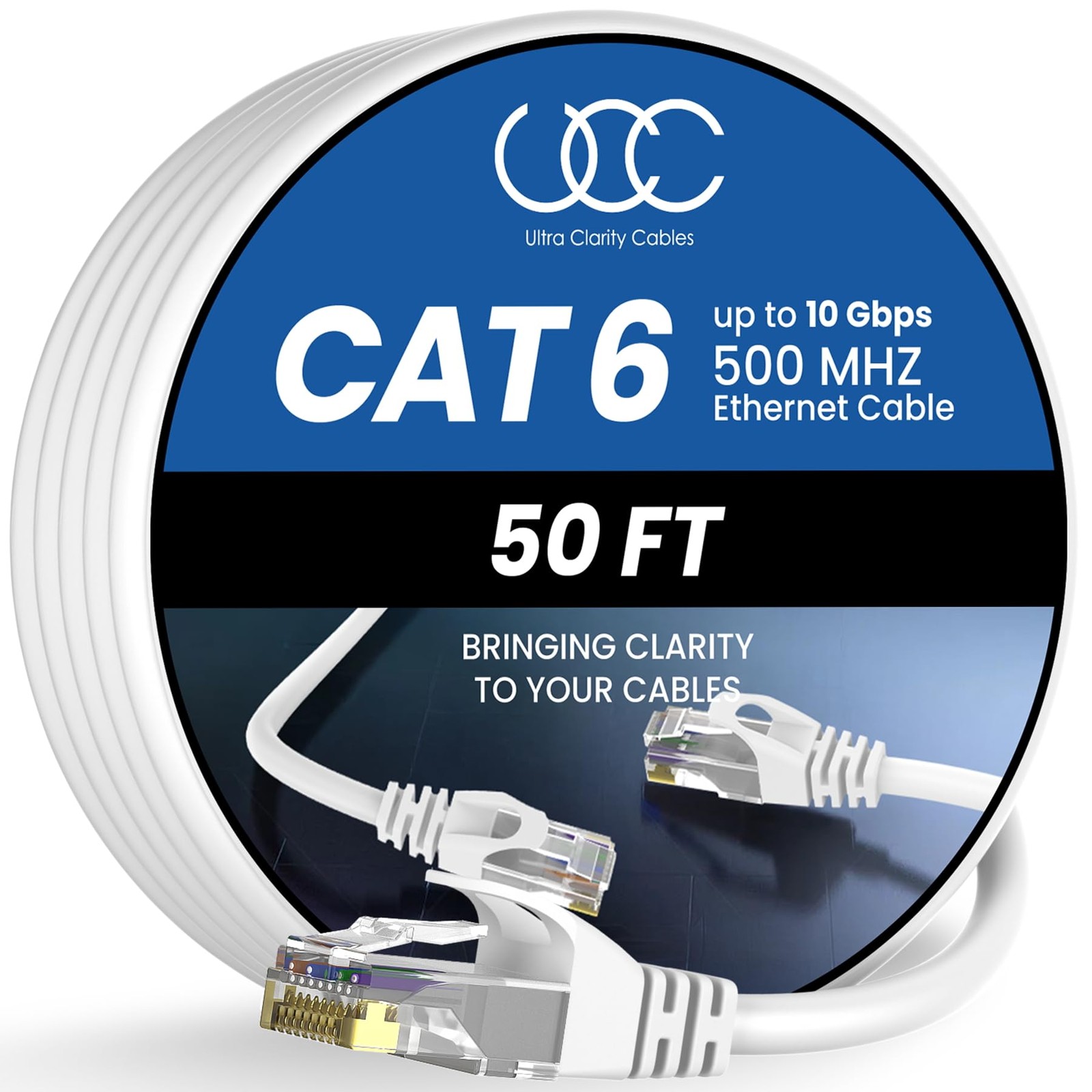Cat 6 Ethernet Cable 50 ft, 10Gbps High Speed Ethernet Cable, Internet Cable ...