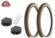 ALTA BICYCLE WIRE BEAD TIRE 24 x 2.125 BROWN/CREAM HEAVY DUTY DIAMOND 6pc SET.